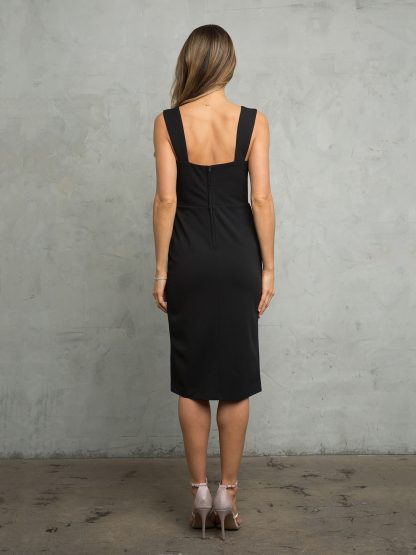 3493 - KNIT CREPE MIDI LENGTH DRESS WITH FRONT SLIT AND BACK ZIPPER - Image 2