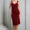 3493 - KNIT CREPE MIDI LENGTH DRESS WITH FRONT SLIT AND BACK ZIPPER - Image 3