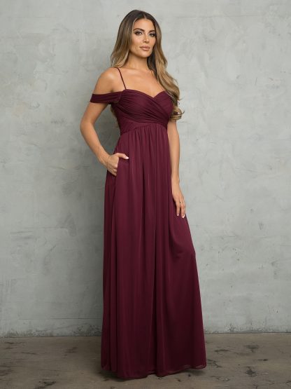 3494 - OFF SHOULDER CHIFFON MATT JERSEY BM AND MATERNITY DRESS - Image 6