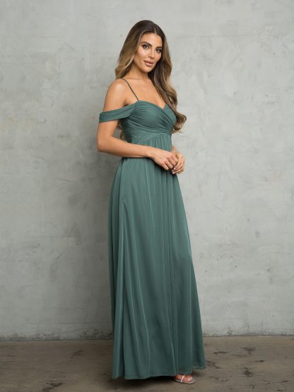 3494 - OFF SHOULDER CHIFFON MATT JERSEY BM AND MATERNITY DRESS - Image 2