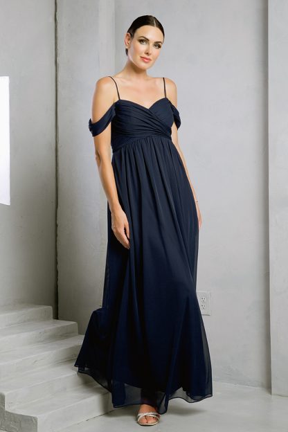 3494 - OFF SHOULDER CHIFFON MATT JERSEY BM AND MATERNITY DRESS