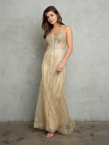 5263 - GLITTER CORSET BODICE WITH SPAGHETTI STRAP AND CORSET TIE BACK