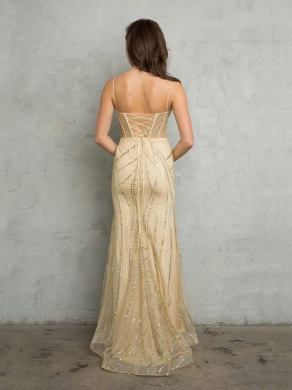 5263 - GLITTER CORSET BODICE WITH SPAGHETTI STRAP AND CORSET TIE BACK - Image 3