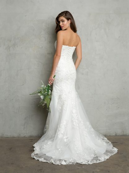 5268 - 2PC STRAPLESS LACE WEDDING GOWN WITH CORSET BACK WITH BUTTON BACK BOLERO - Image 3