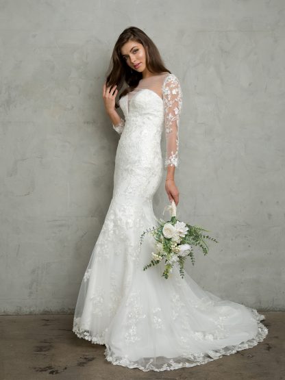 5268 - 2PC STRAPLESS LACE WEDDING GOWN WITH CORSET BACK WITH BUTTON BACK BOLERO