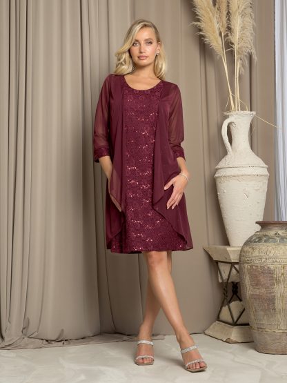 3490 PLUS - MAMA MINI 2PC LACE DRESS WITH STRETCH CHIFFON JACKET