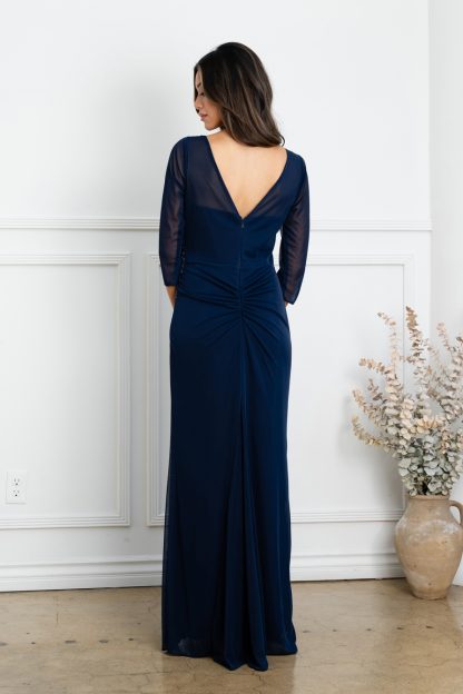 3501 - MAMA STRETCH CHIFFON 3/4 SLEEVE SHEATH GOWN WITH FRONT SLIT - Image 9