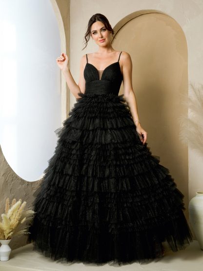 5272 - GLITTERED TULLE BALLGOWN WITH TIERED LAYERS - Image 3