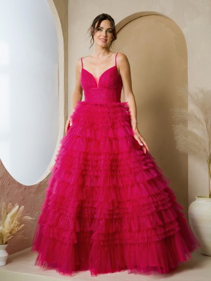 5272 - GLITTERED TULLE BALLGOWN WITH TIERED LAYERS - Image 5