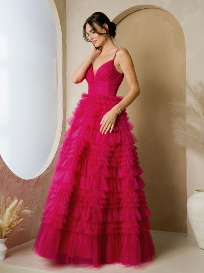 5272 - GLITTERED TULLE BALLGOWN WITH TIERED LAYERS - Image 6