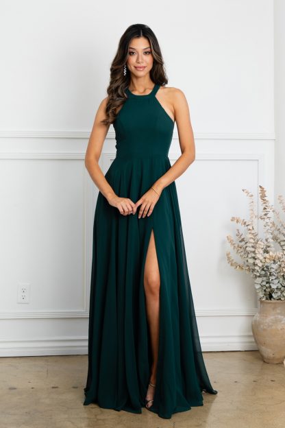 3513 - CHIFFON HALTER BRIDESMAID DRESS WITH SHEER PANELS - Image 10