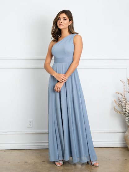 3516 - ONE SHOULDER STRETCH CHIFFON BM DRESS - Image 8