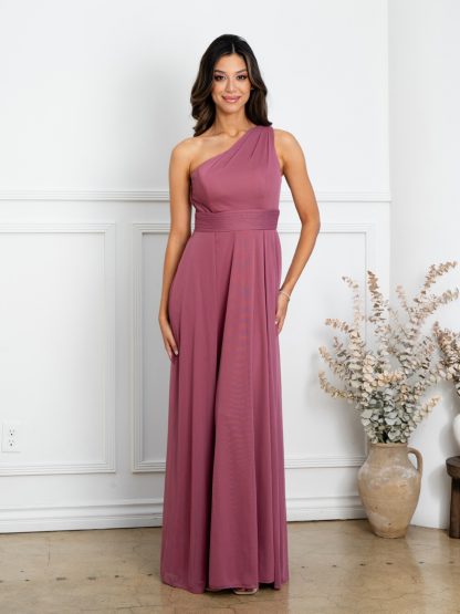 3516 - ONE SHOULDER STRETCH CHIFFON BM DRESS - Image 11