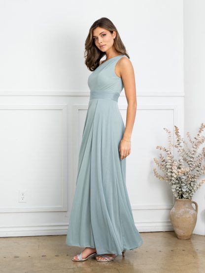 3516 - ONE SHOULDER STRETCH CHIFFON BM DRESS - Image 4