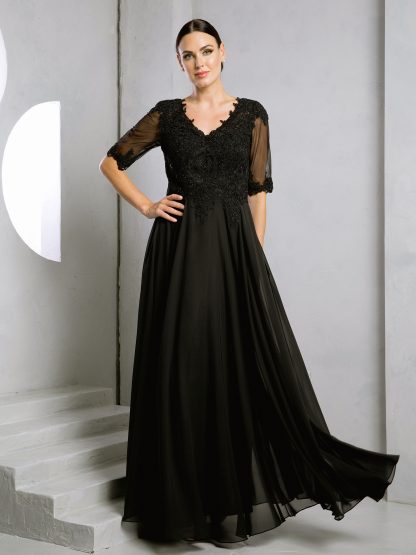 5271 - MAMA CHIFFON GOWN WITH TONE/TONE EMBELLISHED BODICE - Image 3