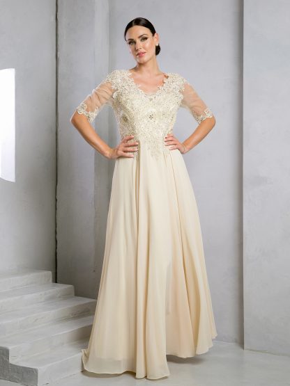5271 - MAMA CHIFFON GOWN WITH TONE/TONE EMBELLISHED BODICE - Image 4
