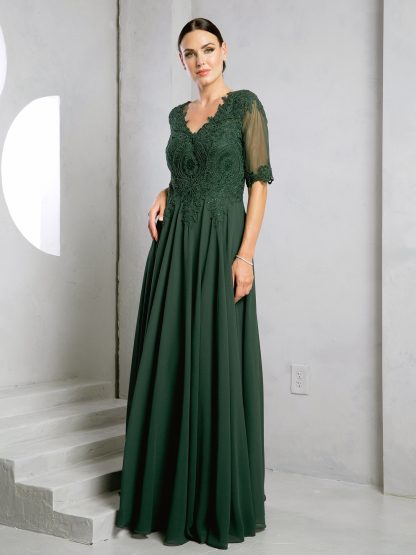 5271 - MAMA CHIFFON GOWN WITH TONE/TONE EMBELLISHED BODICE - Image 5