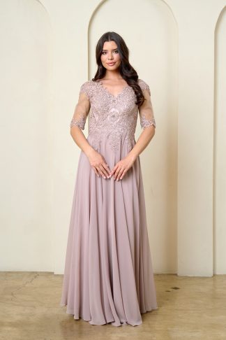 5271 - MAMA CHIFFON GOWN WITH TONE/TONE EMBELLISHED BODICE