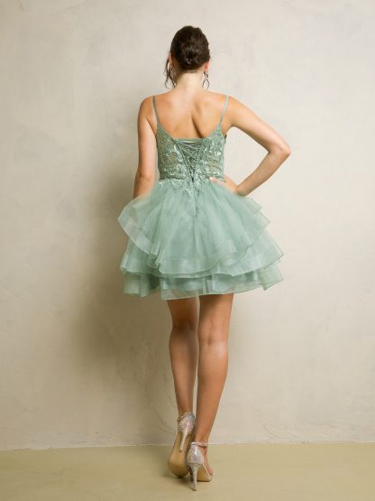 5281 - MINI TULLE AND LACE TIERED GLITTERED A-LINE DRESS - Image 4
