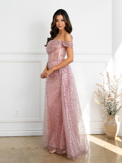 3502 - OFF SHOULDER BEADED GOWN WITH CORSET BODICE - Image 2