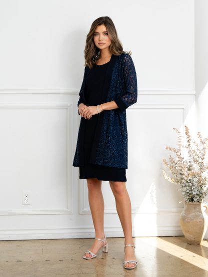 3505 - 2 PC KNEE LENGTH DRESS SET W LACE JACKET - Image 8