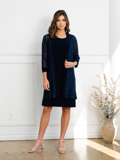 3505 - 2 PC KNEE LENGTH DRESS SET W LACE JACKET - Image 9