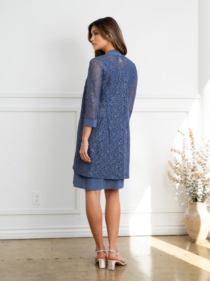 3505 - 2 PC KNEE LENGTH DRESS SET W LACE JACKET - Image 10