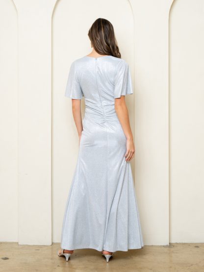3521 - METALLIC VNECK FITTED GOWN WITH FLARED HALF SLEEVE - Image 3
