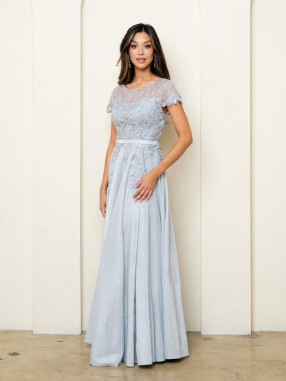 5273 - CAP SLEEVE METALLIC ALINE GOWN - Image 7