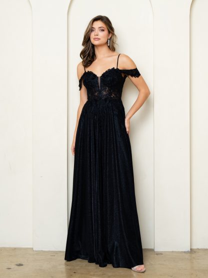 5276 - OFF SHOULDER DRESS WITH LACE TOP AND GLITTER SKIRT - Image 9