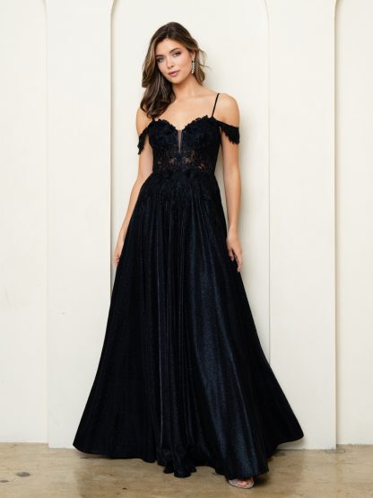 5276 - OFF SHOULDER DRESS WITH LACE TOP AND GLITTER SKIRT - Image 10