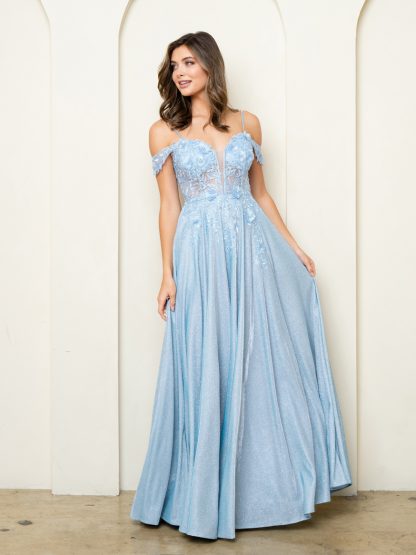 5276 - OFF SHOULDER DRESS WITH LACE TOP AND GLITTER SKIRT - Image 3