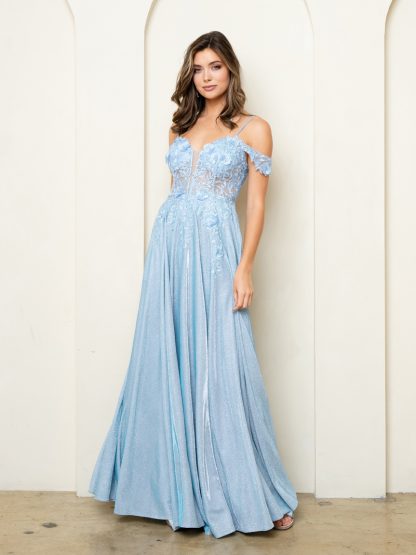 5276 - OFF SHOULDER DRESS WITH LACE TOP AND GLITTER SKIRT - Image 4
