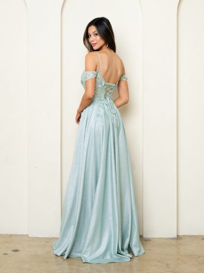 5276 - OFF SHOULDER DRESS WITH LACE TOP AND GLITTER SKIRT - Image 7