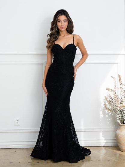 5277 - SLEEVELESS LACE FIT AND FLARE DRESS