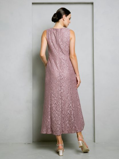 3504 | 2 PIECE LACE TEA LENGTH DRESS AND JACKET SET - Image 2
