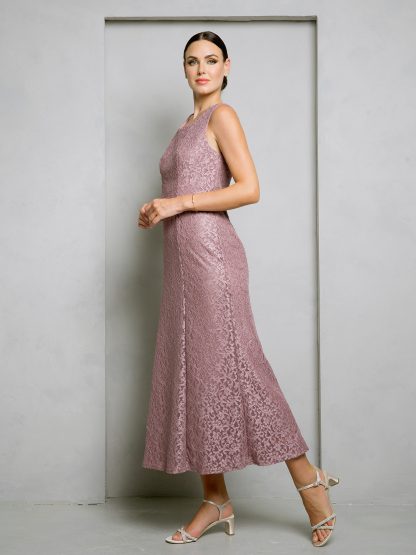 3504 | 2 PIECE LACE TEA LENGTH DRESS AND JACKET SET - Image 8