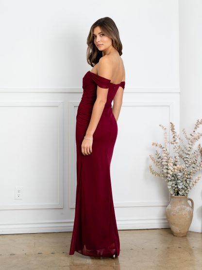 3510 | SOLID, STRAPLESS OFF SHOULDER STYLE FITTED GOWN - Image 2