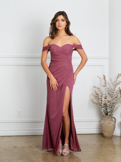 3510 | SOLID, STRAPLESS OFF SHOULDER STYLE FITTED GOWN - Image 5