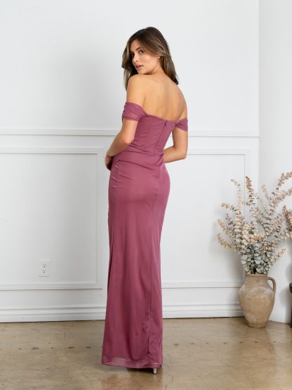 3510 | SOLID, STRAPLESS OFF SHOULDER STYLE FITTED GOWN - Image 4