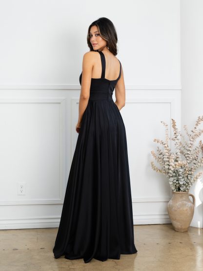 3512 | CRISS CROSS NECKLINE SATIN GOWN WITH FRONT SLIT - Image 3