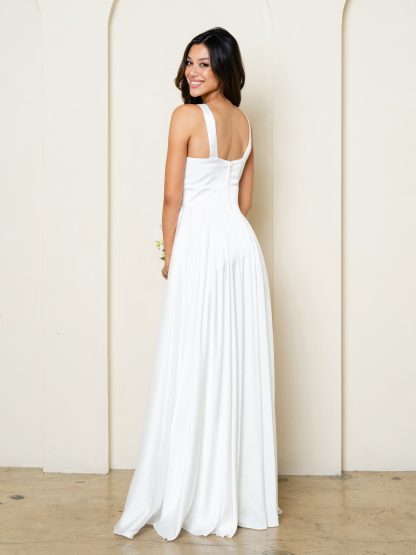 3512 | CRISS CROSS NECKLINE SATIN GOWN WITH FRONT SLIT - Image 6