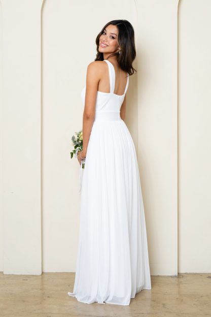 3520 | Twist front faux halter stretch chiffon gown - Image 5