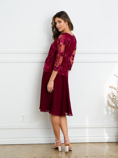 3524 | One-piece gown with back zip, faux 3 piece skirt, tank and jacket set - Image 2