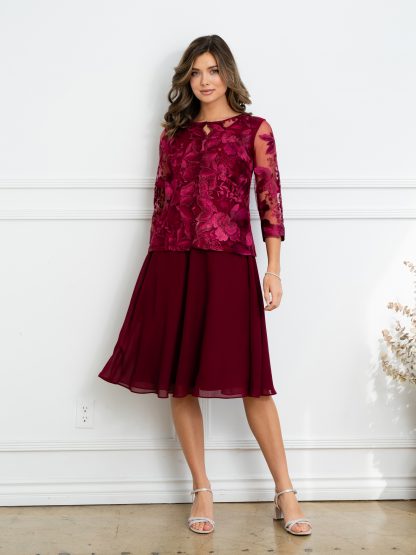 3524 | One-piece gown with back zip, faux 3 piece skirt, tank and jacket set - Image 3