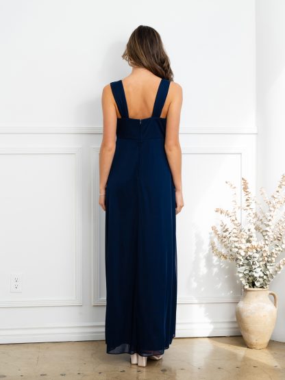 3527 | 2 Piece long stretch chiffon dress and jacket set - Image 6