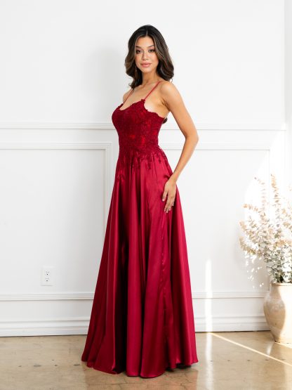 5289 | Monochrome embellished satin a-line gown - Image 2