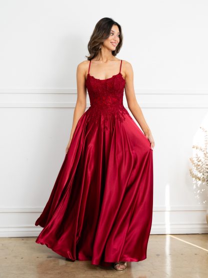 5289 | Monochrome embellished satin a-line gown - Image 3