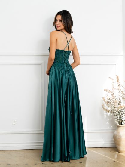 5289 | Monochrome embellished satin a-line gown - Image 4