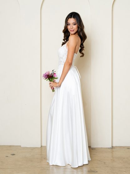 5289 | Monochrome embellished satin a-line gown - Image 6